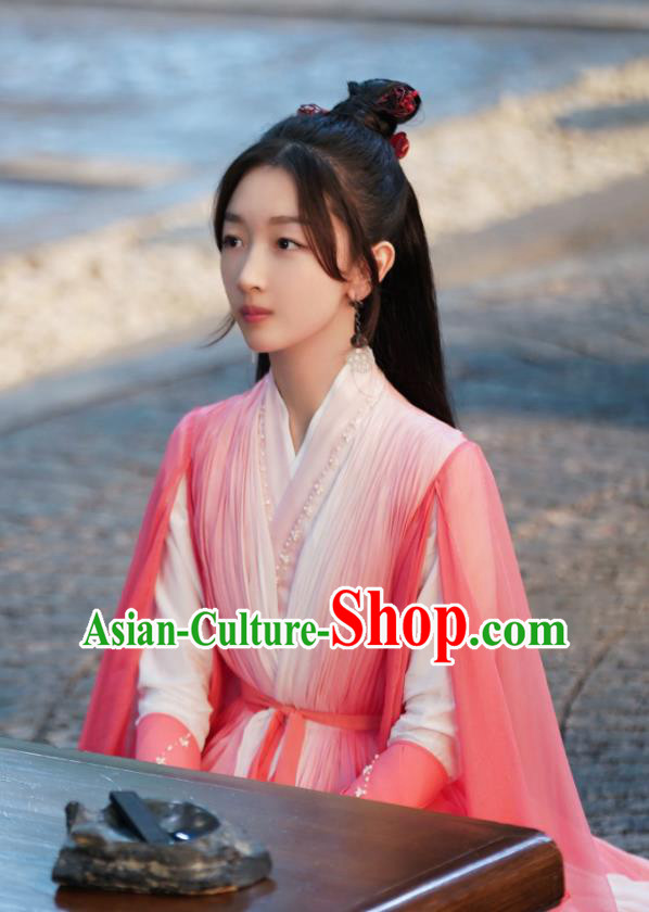 Chinese Ancient Love Poetry Shang Gu Pink Dress Xian Xia Drama Garment Costumes Goddess Clothing