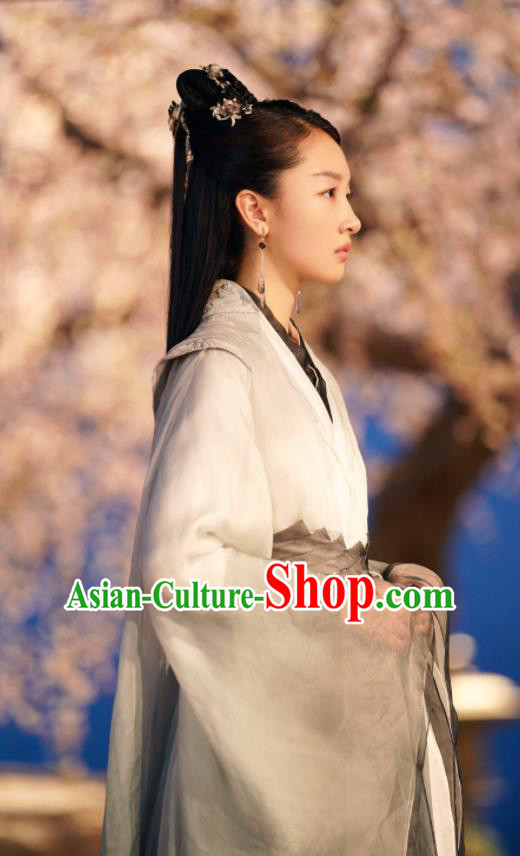 Chinese Ancient Goddess Clothing Drama Love Poetry Shang Gu Grey Dress Xian Xia Swordswoman Garment Costumes