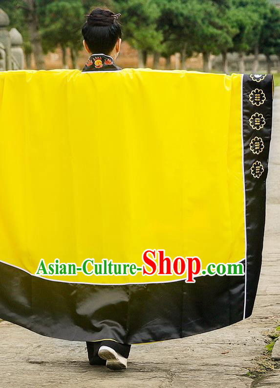 Chinese Embroidered Dragon Yellow Robe Traditional Taoism Priest Frock Handmade Silk Taoist Robe
