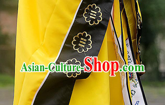 Chinese Embroidered Dragon Yellow Robe Traditional Taoism Priest Frock Handmade Silk Taoist Robe