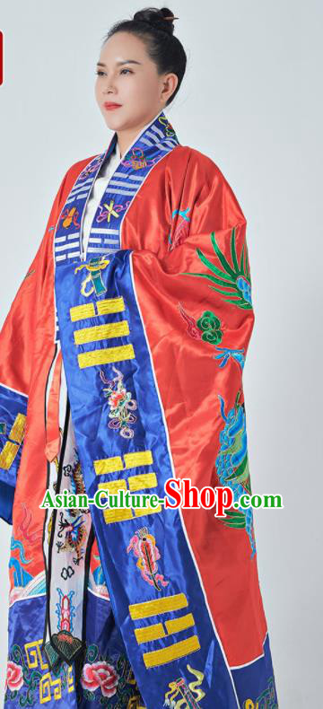 Chinese Embroidered Dragon Robe Priest Master Garment Traditional Taoism Frock Handmade Red Taoist Robe