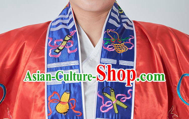 Chinese Embroidered Dragon Robe Priest Master Garment Traditional Taoism Frock Handmade Red Taoist Robe