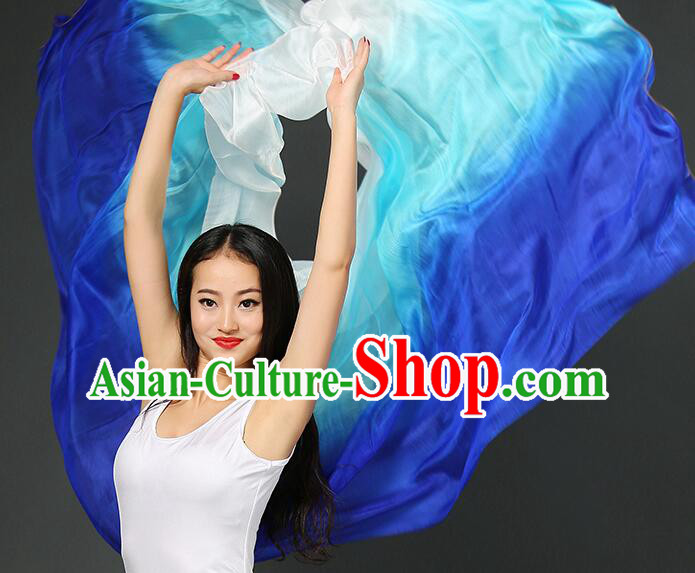 Top Belly Dance Props Indian Raks Sharki Veil Shawl Gradient Blue to White Kerchief