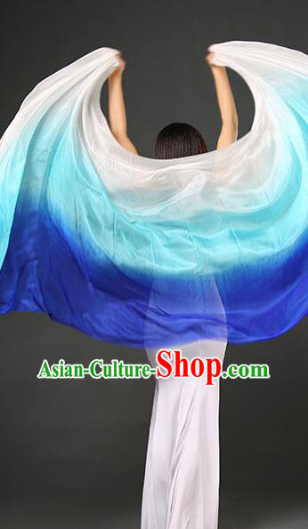 Top Belly Dance Props Indian Raks Sharki Veil Shawl Gradient Blue to White Kerchief