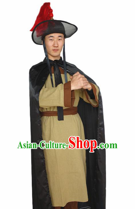 Chinese Water Margin Lin Chong Garment Costumes Ancient Hero Clothing and Hat Complete Set