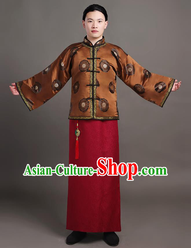 Chinese Traditional Costumes Qing Dynasty Rich Man Garments Ancient Landlord Clothing
