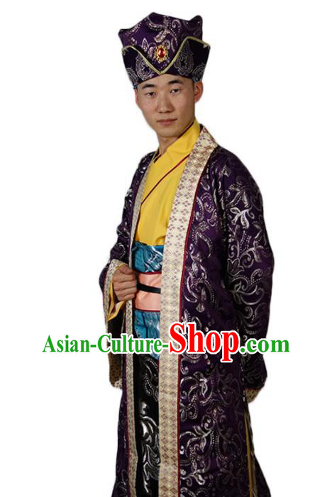 Chinese Ancient Ministry Councillor Costumes Three Kingdoms Period Garments Traditional Merchant Prince Clothing