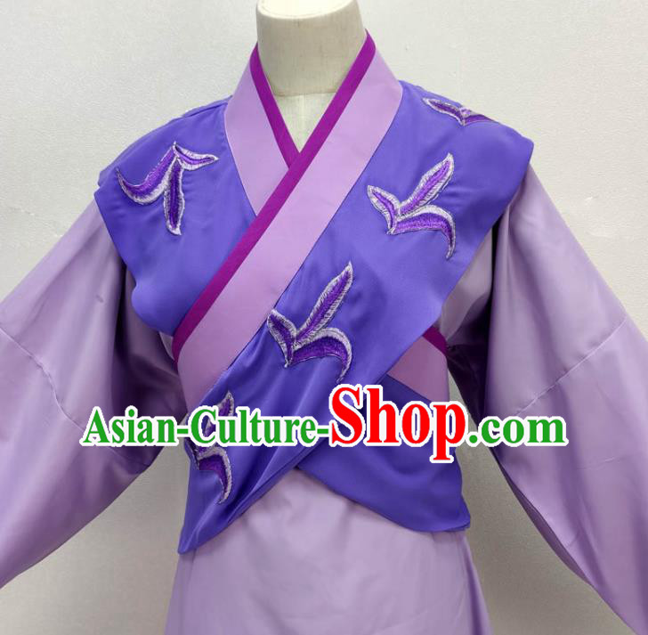 Chinese Shaoxing Opera Clothing Peking Opera Garment Costume Ancient Manservant Purple Outfit
