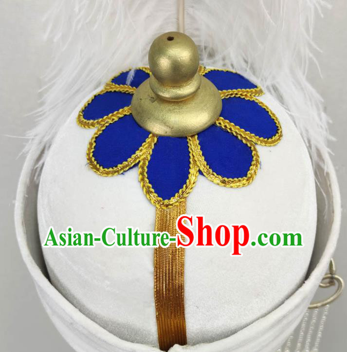 China Shaoxing Opera YOung Male Headwear Ancient Princess Beads Feather Hat Peking Opera Headpiece