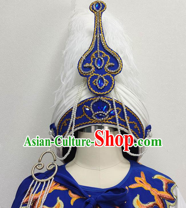 China Shaoxing Opera YOung Male Headwear Ancient Princess Beads Feather Hat Peking Opera Headpiece