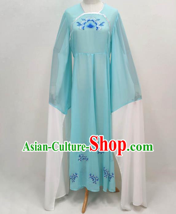 Chinese Shaoxing Opera Princess Clothing Peking Opera Diva Garment Costume Ancient Goddess Blue Dress