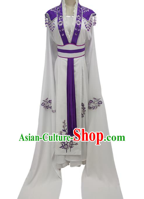 Chinese Peking Opera Actress Garment Costume Ancient Fairy White Dress Shaoxing Opera Bai Suzhen Clothing