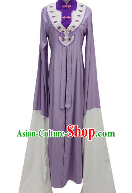 Chinese Ancient Distressed Woman Purple Dress Shaoxing Opera Actress Clothing Peking Opera Qin Xianglian Garment Costume