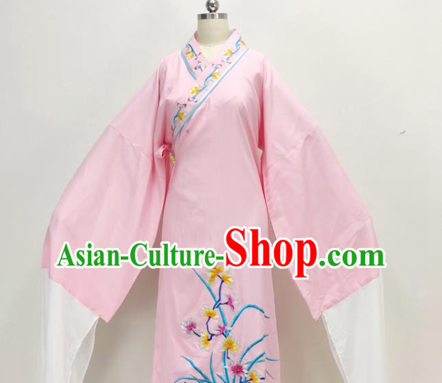 Chinese Ancient Scholar Costume Beijing Opera Xiaosheng Pink Embroidered Robe Shaoxing Opera Young Childe Clothing