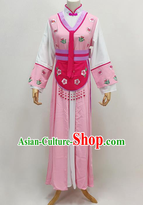 Chinese Beijing Opera Hua Tan Pink Dress Huangmei Opera Actress Clothing Ancient Village Girl Costume