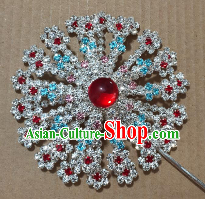 Chinese Ancient Empress Crystal Hair Pin Peking Opera Hua Tan Hair Jewelry Beijing Opera Actress Headpiece