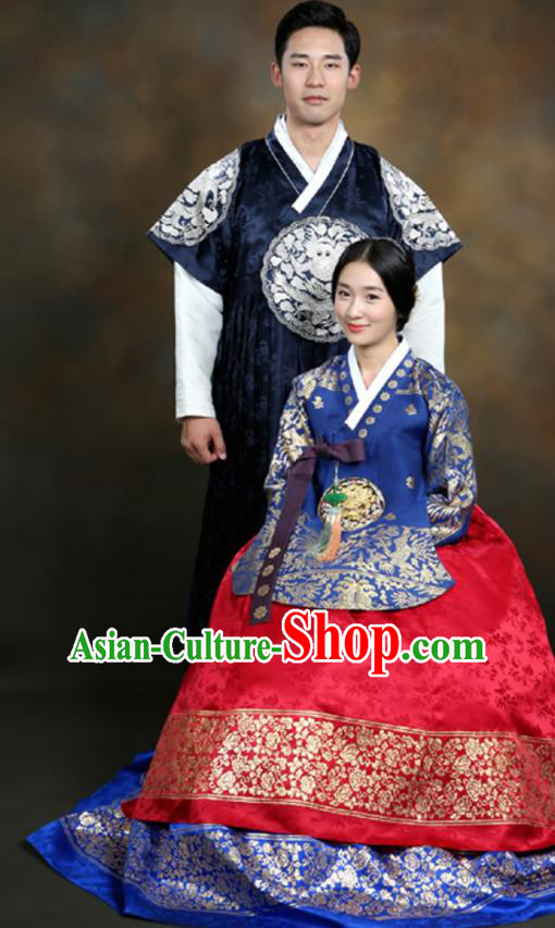 Top Korean Court Wedding Clothing Handmade Hanbok Bride and Groom Garment Costumes