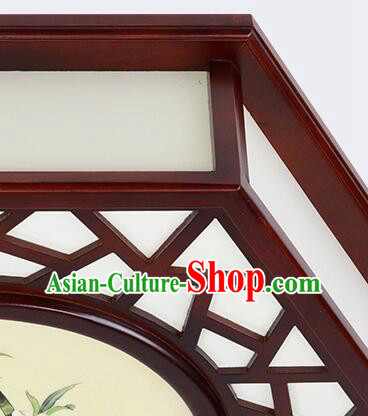 Chinese Handmade Wood Lantern Traditional Ceiling Parchment Lamp Painting of Birds and Flowers Lantern
