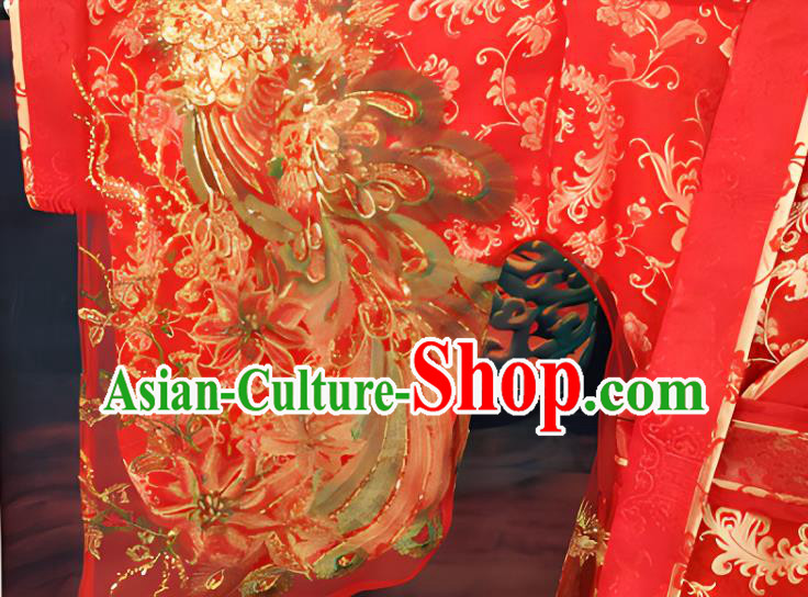 Chinese Wedding Costume Han Dynasty Empress Clothing Ancient Embroidered Red Dress