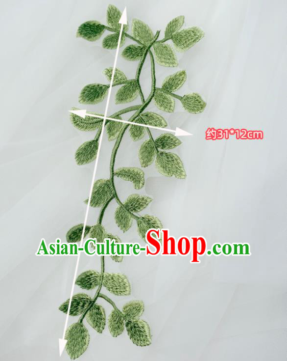 Top Embroidered Green Leaves Patch Garment Tree Branch Accessories