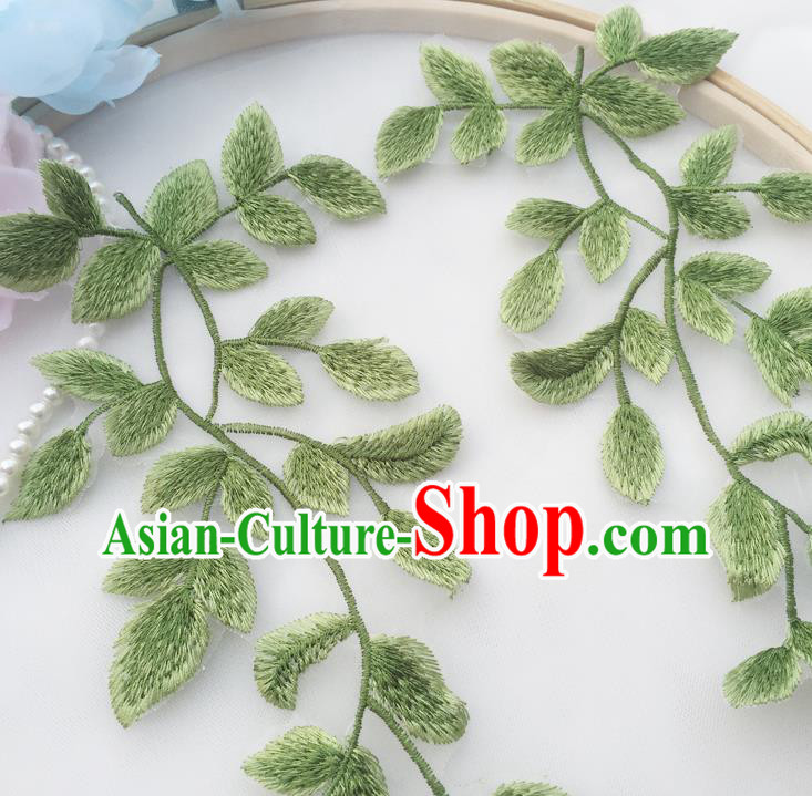 Top Embroidered Green Leaves Patch Garment Tree Branch Accessories