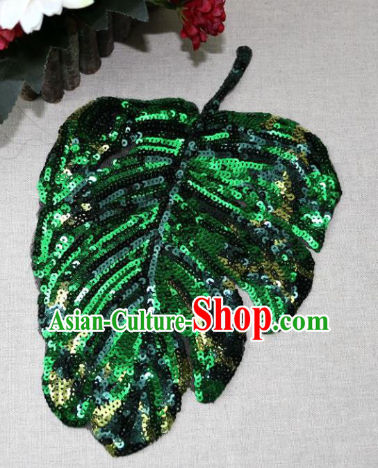 Top Banana Leaf Patch Costume Green Sequins Accessories