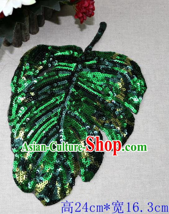 Top Banana Leaf Patch Costume Green Sequins Accessories