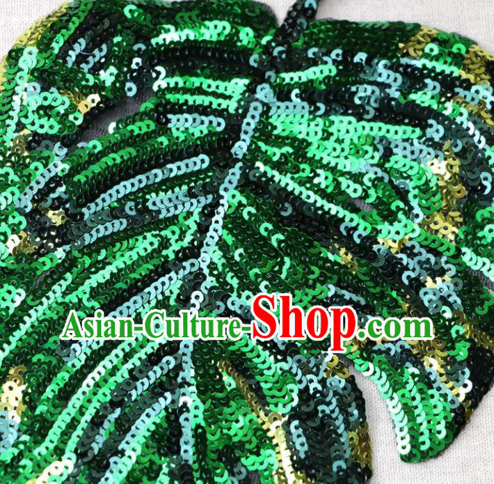 Top Banana Leaf Patch Costume Green Sequins Accessories