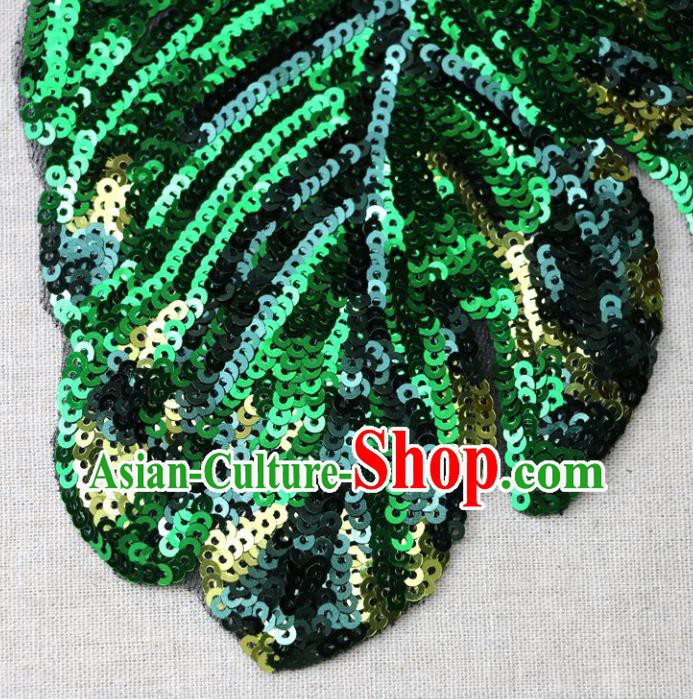 Top Banana Leaf Patch Costume Green Sequins Accessories