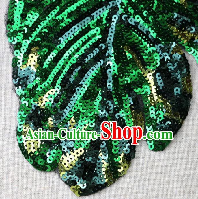 Top Banana Leaf Patch Costume Green Sequins Accessories