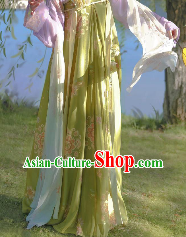 Chinese Tang Dynasty Young Beauty Garment Costumes Traditional Hanfu Ancient Palace Woman Dress