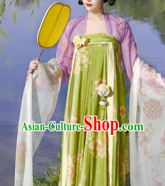 Chinese Tang Dynasty Young Beauty Garment Costumes Traditional Hanfu Ancient Palace Woman Dress