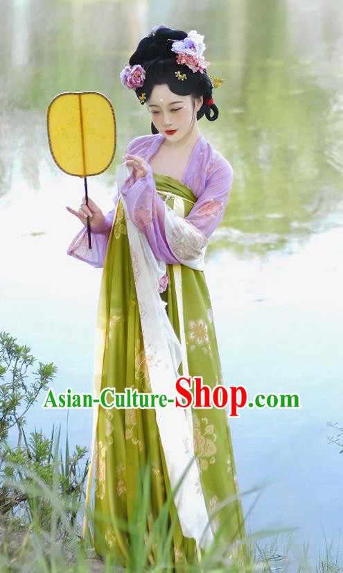 Chinese Tang Dynasty Young Beauty Garment Costumes Traditional Hanfu Ancient Palace Woman Dress