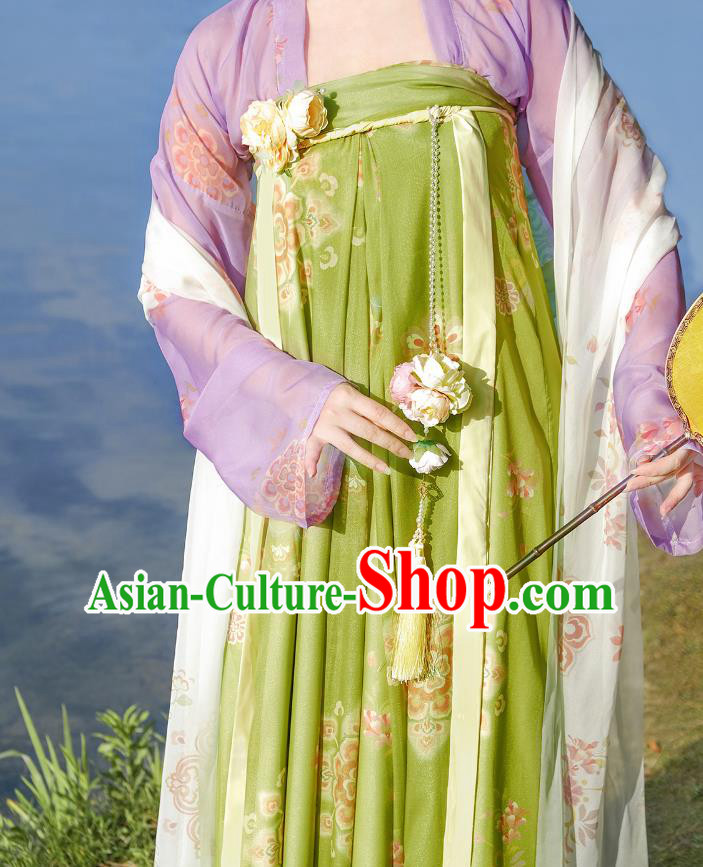 Chinese Tang Dynasty Young Beauty Garment Costumes Traditional Hanfu Ancient Palace Woman Dress