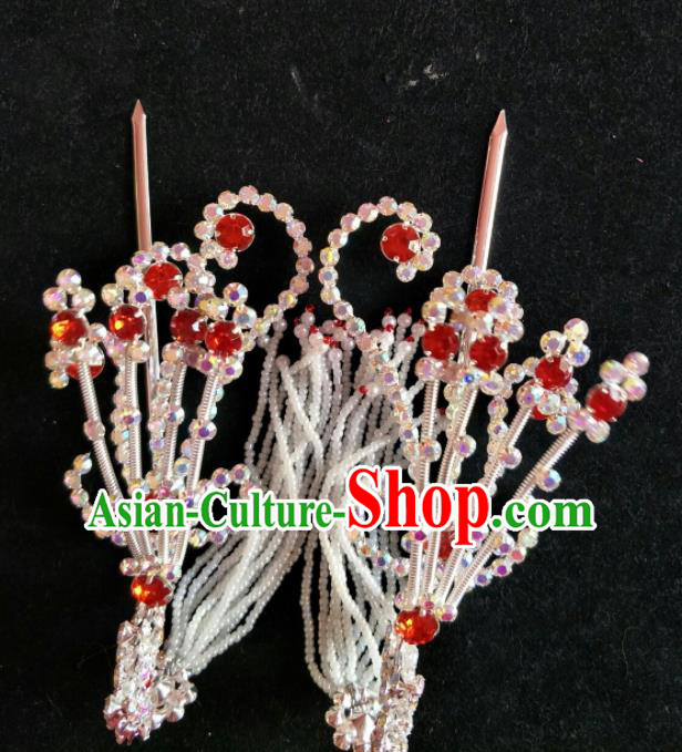 Chinese Peking Opera Actress Hair Jewelries Ancient Empress Phoenix Hairpins Traditional Beijing Opera Diva Headpiece