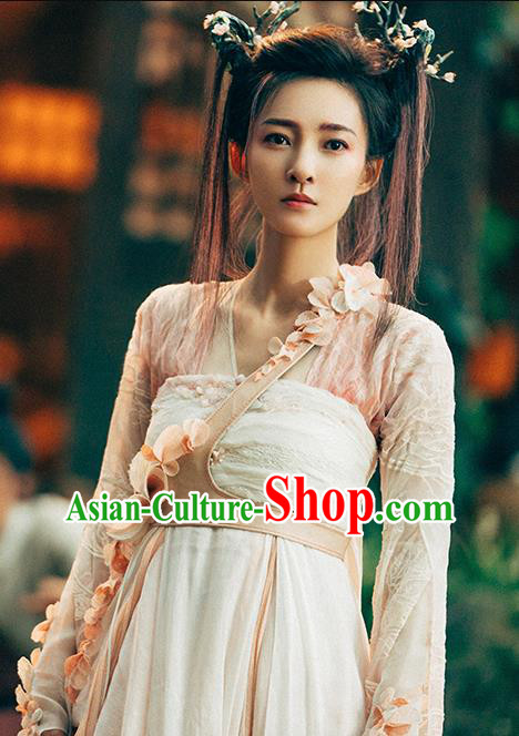 Chinese Ancient Peach Blossom Banshee Dress Clothing Film The Yinyang Master Fairy Tao Hua Costume