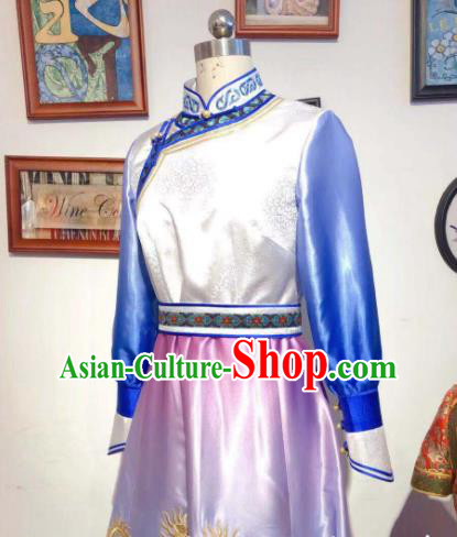 Chinese Traditional Ethnic Festival Costume Mongol Nationality Folk Dance Dress Mongolian Women Garment