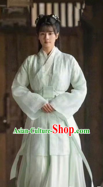 Chinese Ancient Noble Lady Clothing Traditional Princess Garment Costume One and Only TV Series Cui Shi Yi Aqua Dress