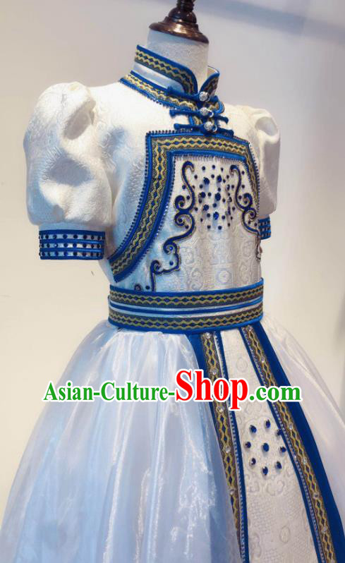 Chinese Mongol Nationality Garment Costume Mongolian Folk Dance Clothing Ethnic Festival Girl Dress
