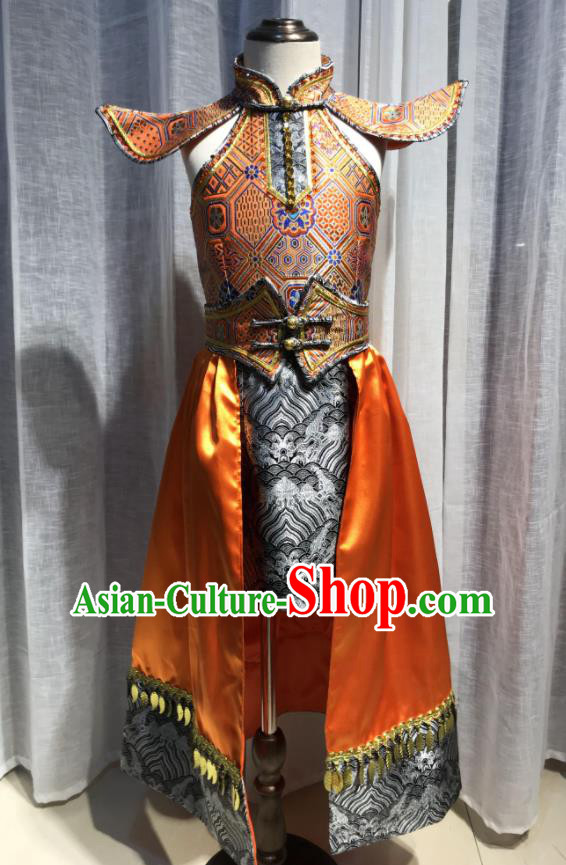 Chinese Mongolian Festival Dance Clothing Ethnic Costumes Mongol Nationality Girl Dress Garment