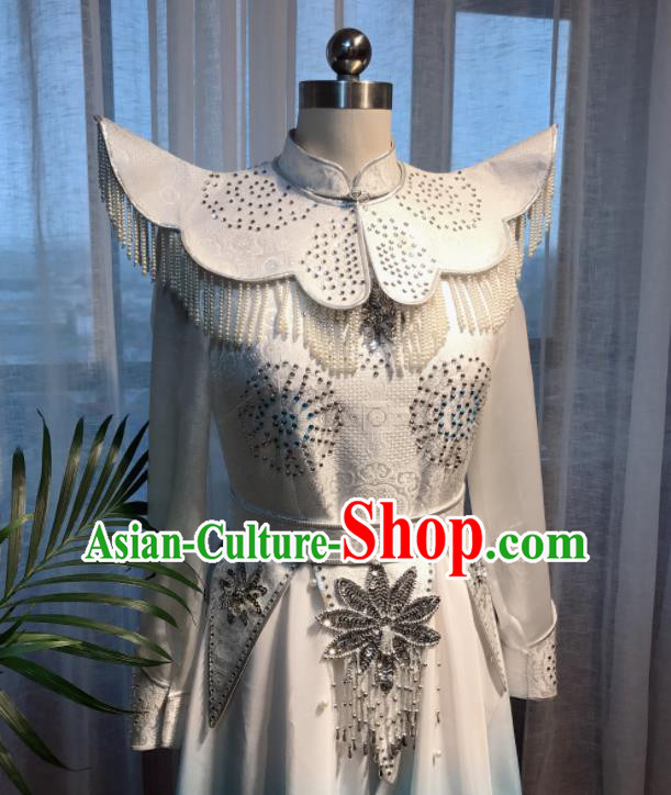 Chinese Mongolian Folk Dance Dress Ethnic Festival Performance Clothing Mongol Nationality Compere Costume