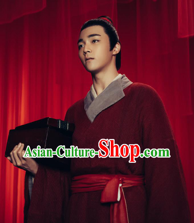 Chinese Romance Movie Soul Snatcher Wang Zi Jin Clothing Traditional Young Childe Garment Ancient Scholar Red Robe Costume