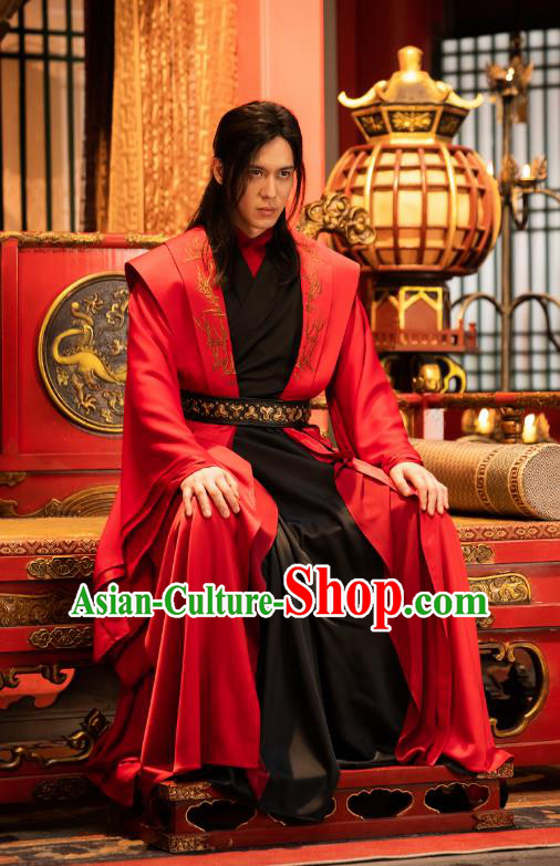 Chinese Traditional Swordsman Garments Ancient Kung Fu Master Costume Wuxia TV Series Heroes Su Mengzhen Red Clothing