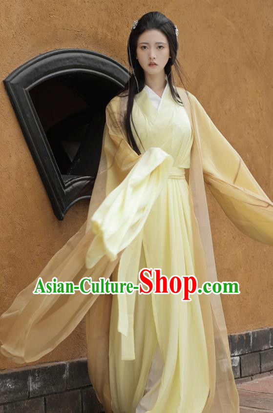 Chinese Traditional Swordswoman Hanfu Dress Ancient Fairy Clothing Jin Dynasty Princess Garment Costumes