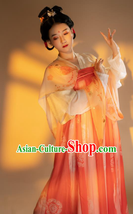 Chinese Tang Dynasty Royal Princess Garment Costumes Traditional Hanfu Dresses Ancient Court Beauty Clothing