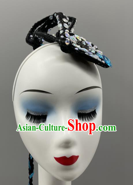 China Taoli Cup Dance Competition Headpieces Woman Stage Performance Headwear Classical Dance Wig and Hair Jewelry