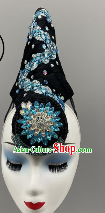 China Luo Fu Xing Stage Performance Headwear Classical Dance Wig and Hair Jewelry Taoli Cup Dance Competition Headpieces