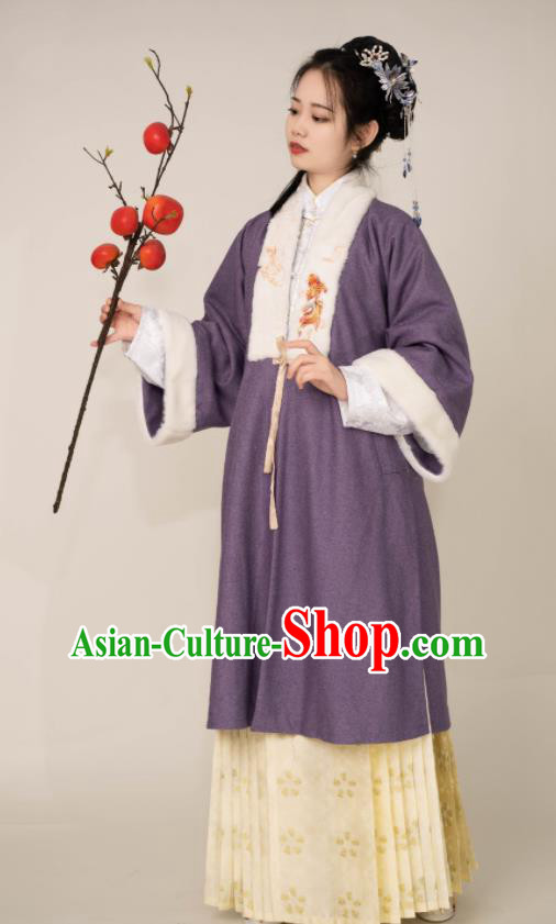 Chinese Ming Dynasty Noble Woman Costumes Ancient Young Beauty Clothing Traditional Hanfu Garments Complete Set