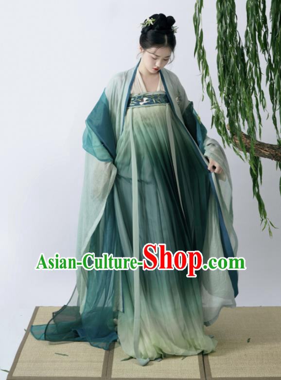 Chinese Traditional Green Hanfu Dress Tang Dynasty Young Lady Costumes Ancient Princess Clothing