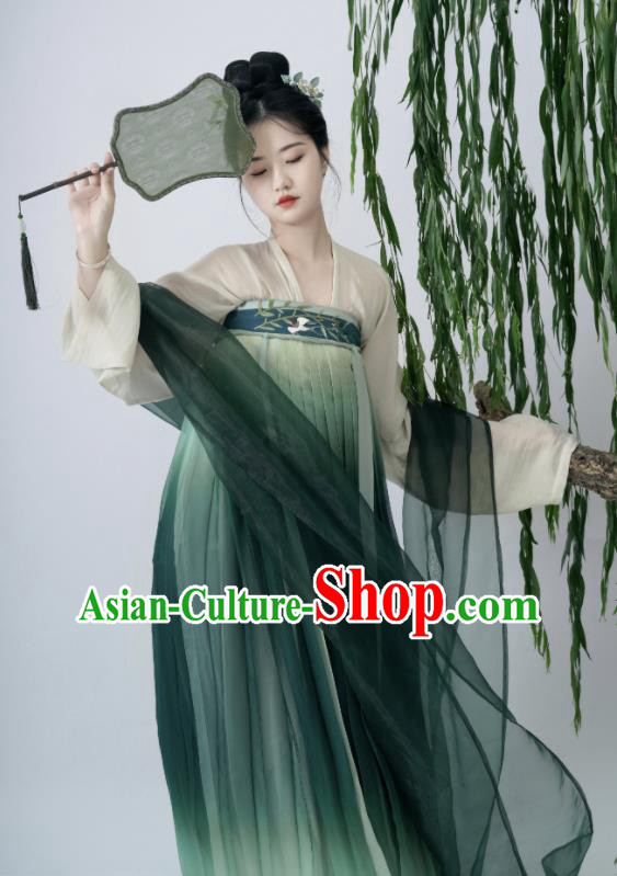 Chinese Traditional Green Hanfu Dress Tang Dynasty Young Lady Costumes Ancient Princess Clothing